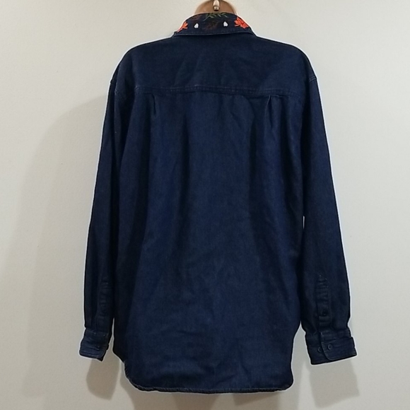 Style studio blue denim embroidered collar shirt - Picture 10 of 13